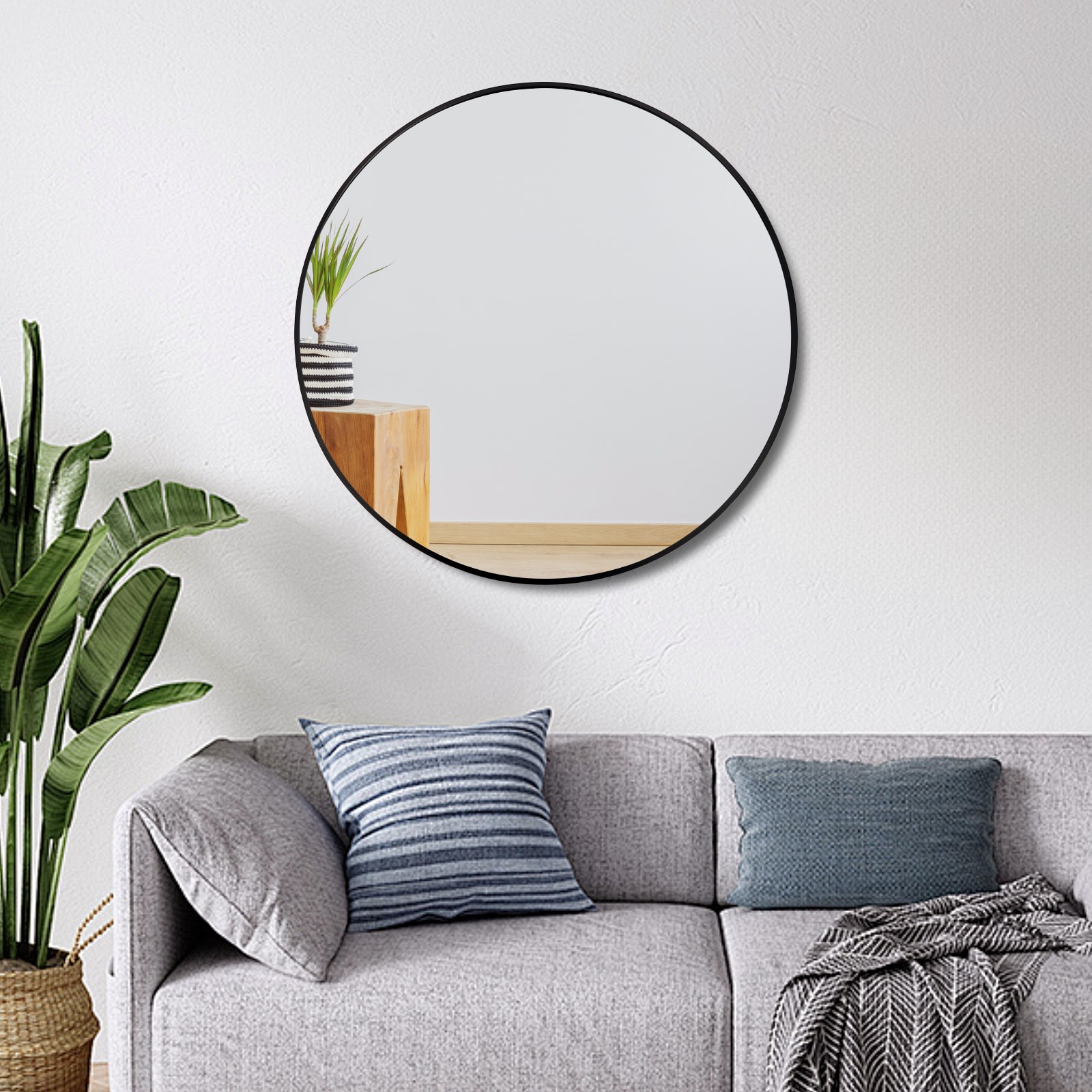 Round Mirror, Black Round Mirror 24 Inch, Circle Wall Mirror Metal Frame, Black Circle Bathroom Mirror, Circular Mirrors For Wall, Living Room, Bedroom, Vanity, Entryway, Hallway._voghion.com